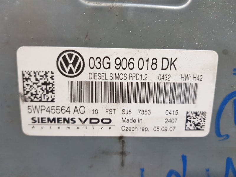 Recambio de centralita motor uce para seat leon (1p1) fr referencia OEM IAM 03G906018DK  