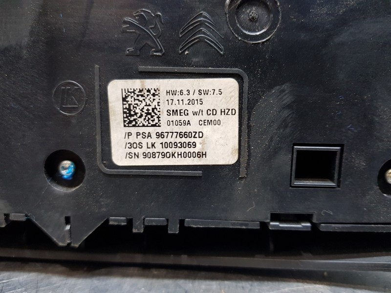 Recambio de mando climatizador para peugeot 308 active referencia OEM IAM 96777660ZD  