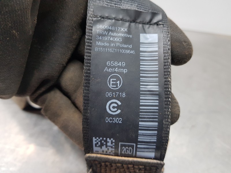 Recambio de cinturon seguridad trasero izquierdo para peugeot 3008 allure referencia OEM IAM 98094817XX  
