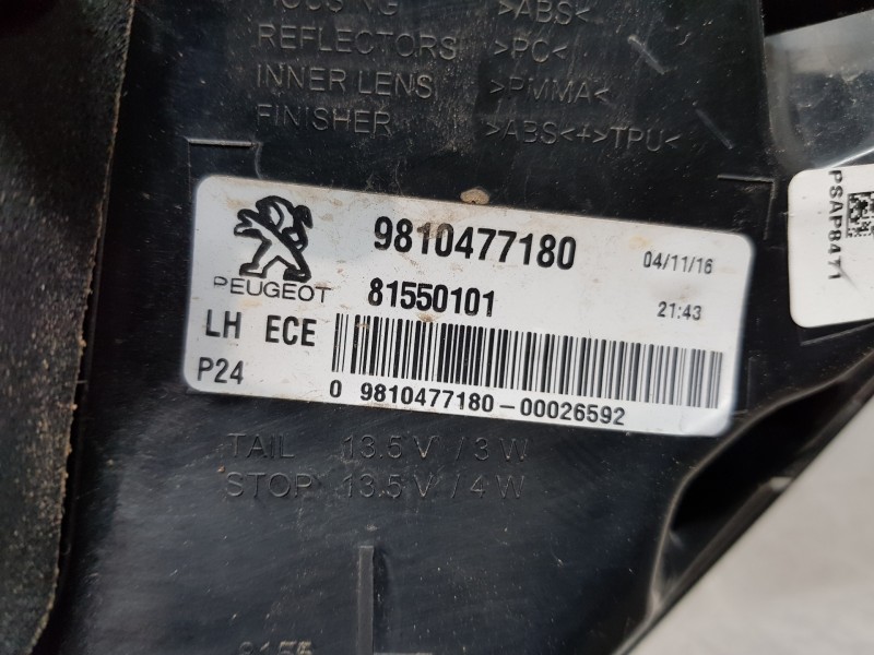 Recambio de piloto trasero izquierdo para peugeot 3008 allure referencia OEM IAM 9810477180  