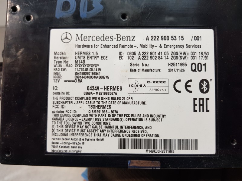 Recambio de modulo electronico para mercedes clase a (w176) design referencia OEM IAM A2229005315  