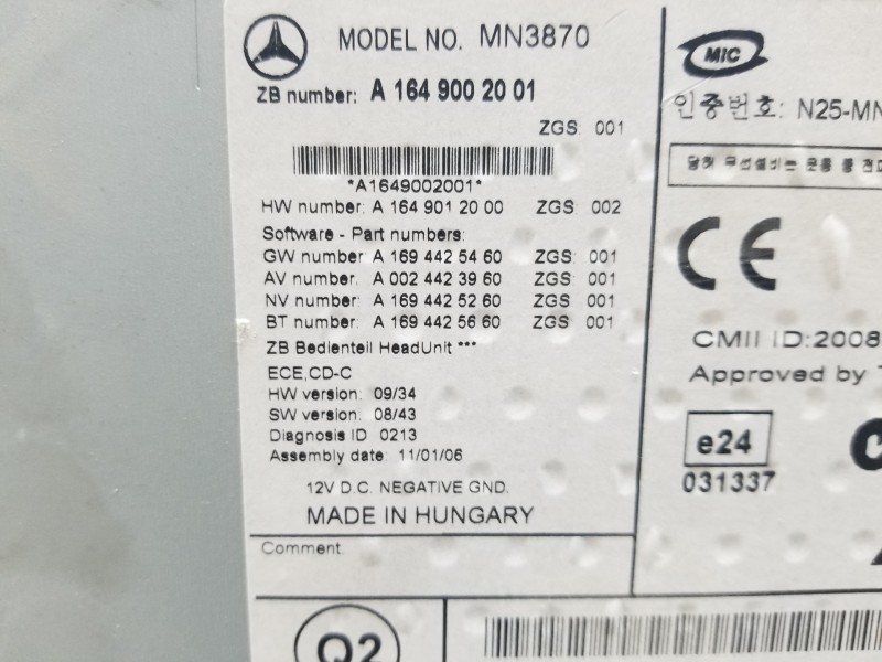 Recambio de mando multifuncion para mercedes clase m (w164) 4matic referencia OEM IAM A1649002001  