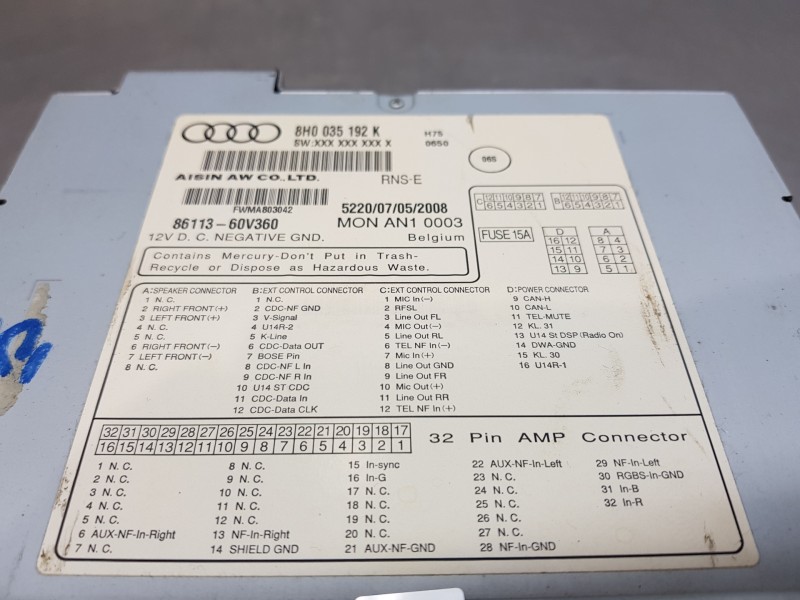 Recambio de pantalla multifuncion para audi a4 cabrio (8h) s line referencia OEM IAM 8H0035192K 8H0035192 