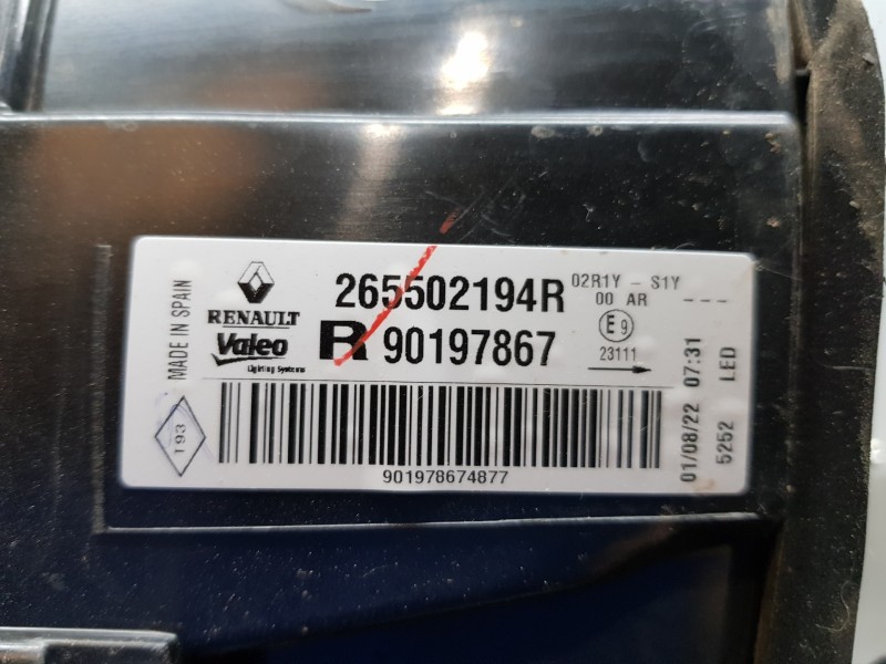 Recambio de piloto trasero derecho interior para renault megane iv berlina 5p equilibre referencia OEM IAM 265502194R  