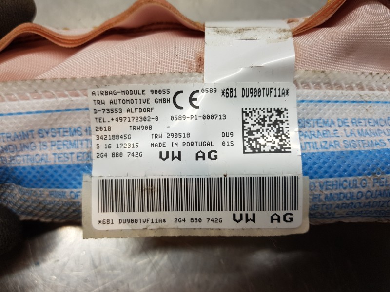 Recambio de airbag cortina delantero derecho para volkswagen polo life referencia OEM IAM 2G4880742H  