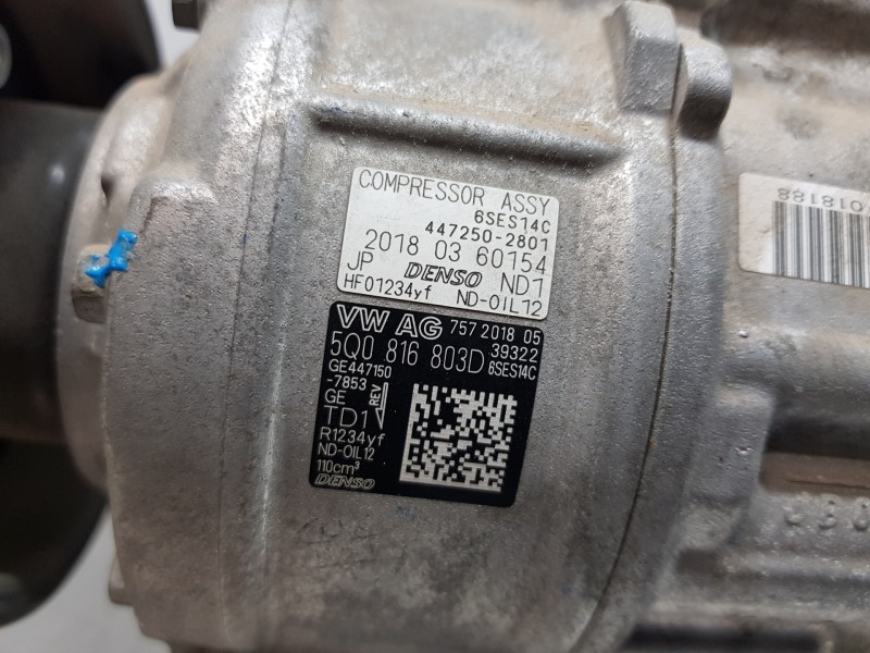 Recambio de compresor aire acondicionado para volkswagen polo life referencia OEM IAM 5Q0816803D  