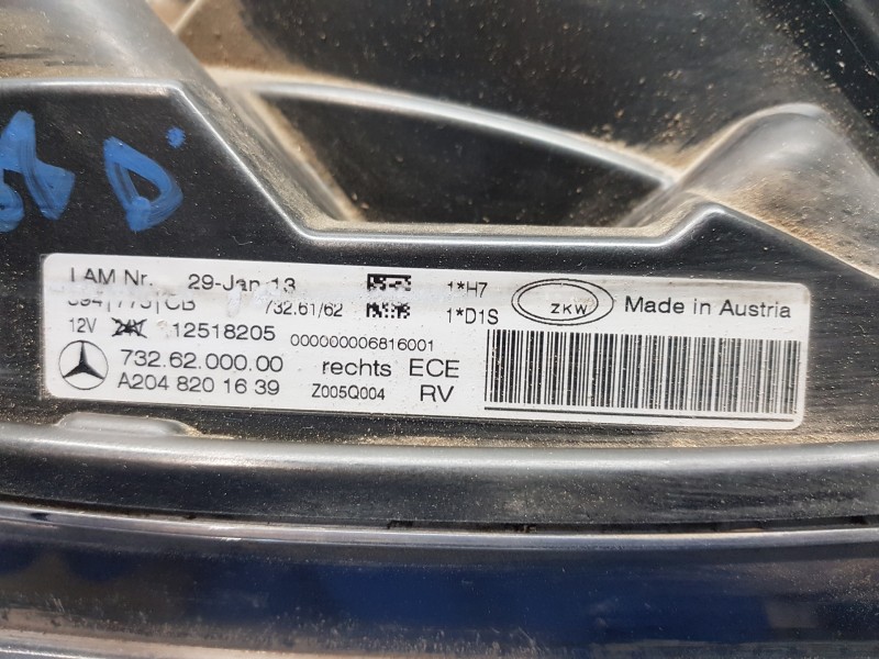 Recambio de faro derecho para mercedes clase glk (w204) glk 4matic referencia OEM IAM A2048201639 A2048200839 