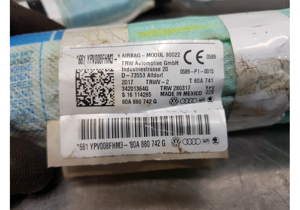 Recambio de airbag cortina delantero derecho para audi q5 (fyb) quattro referencia OEM IAM 80A880742M 80A880742G 