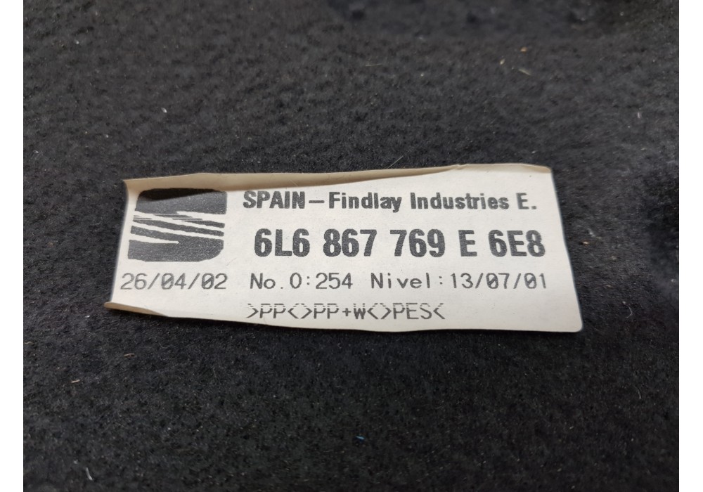 Recambio de bandeja trasera para seat ibiza (6l1) stella referencia OEM IAM 6L6867769E   Recambio de bandeja trasera para seat ibiza (6l1) stella referencia OEM IAM 6L6867769E