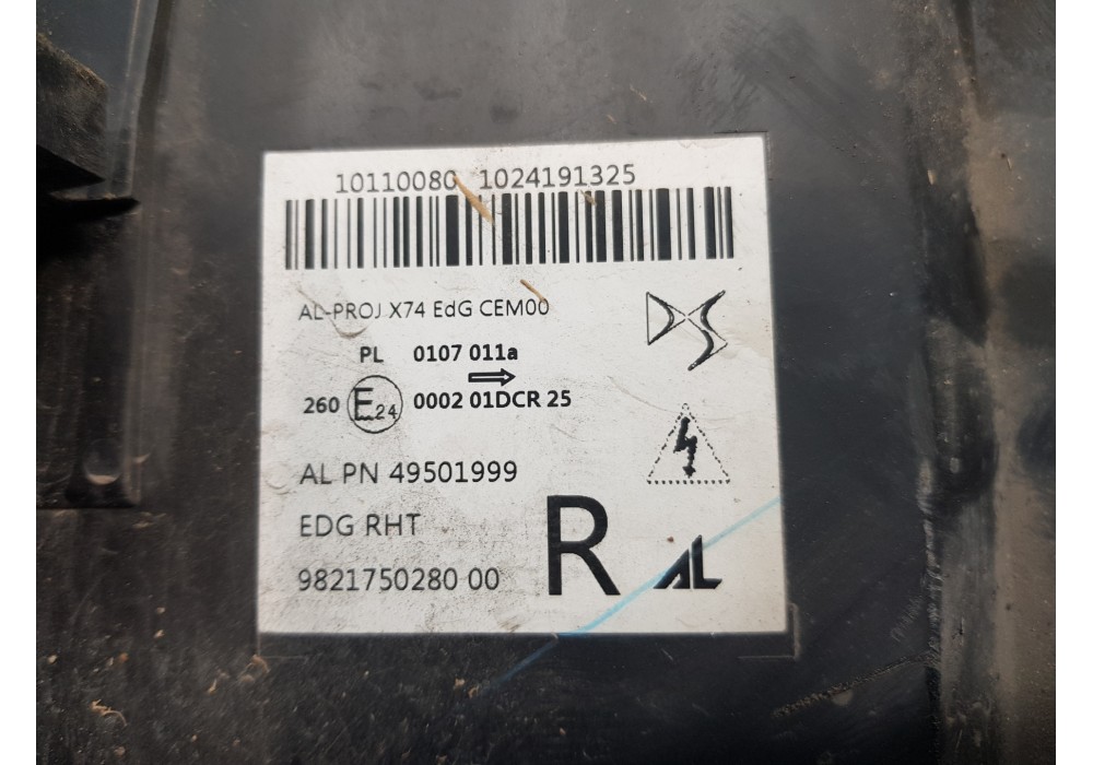 Recambio de faro derecho para citroen ds 7 crossback referencia OEM IAM 9821750280   Recambio de faro derecho para citroen ds 7 crossback referencia OEM IAM 9821750280