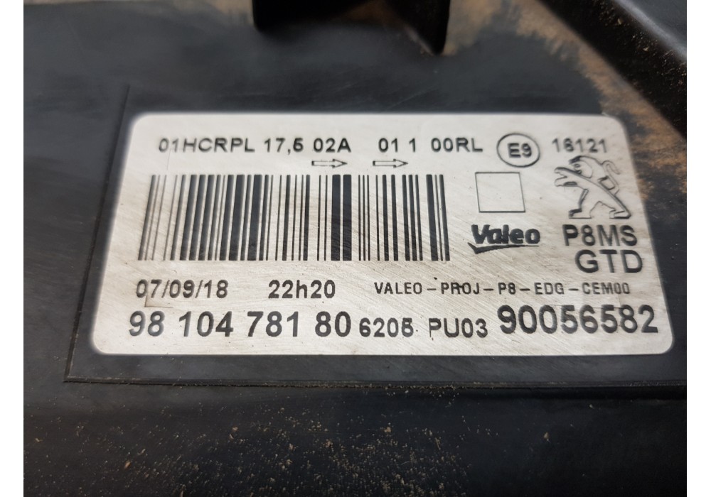 Recambio de faro izquierdo para peugeot 3008 active referencia OEM IAM 9810478180   Recambio de faro izquierdo para peugeot 3008 active referencia OEM IAM 9810478180