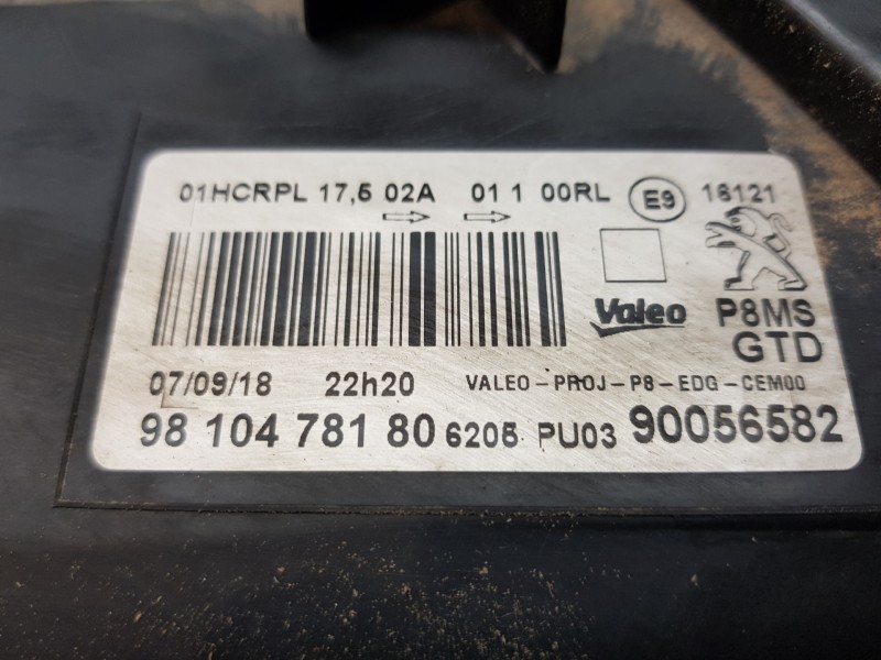 Recambio de faro izquierdo para peugeot 3008 active referencia OEM IAM 9810478180   Recambio de faro izquierdo para peugeot 3008 active referencia OEM IAM 9810478180