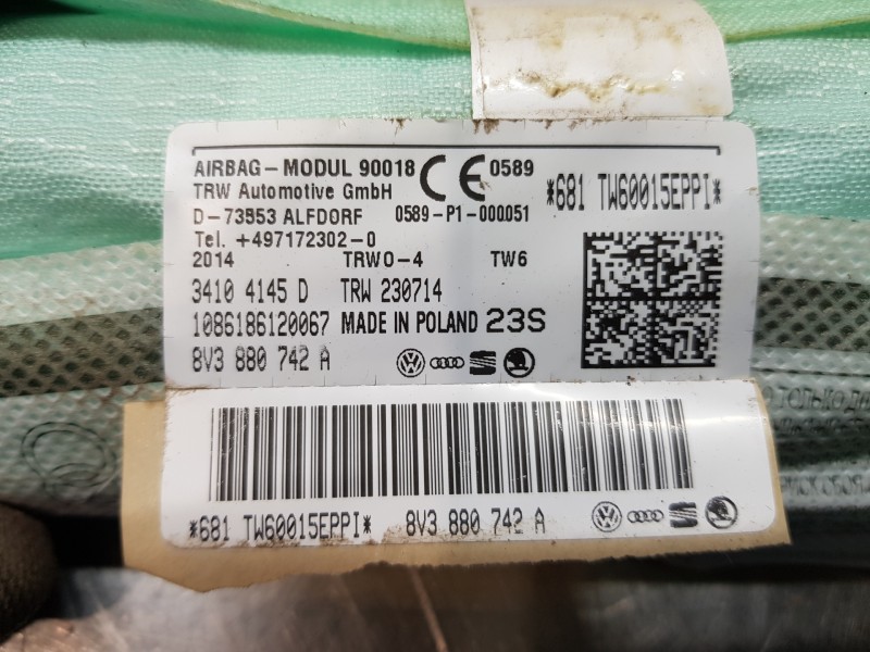 Recambio de airbag cortina delantero derecho para audi a3 (8v) attracted referencia OEM IAM 8V3880742A  