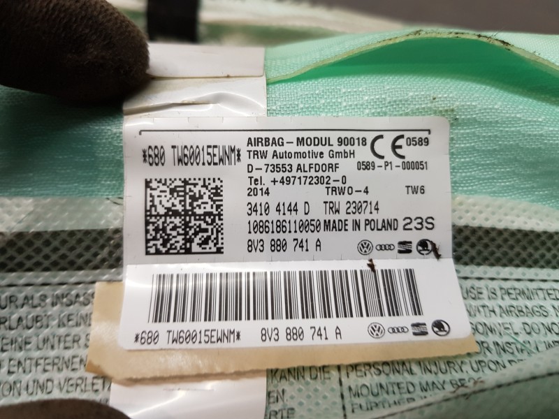 Recambio de airbag cortina delantero izquierdo para audi a3 (8v) attracted referencia OEM IAM 8V3880741A  