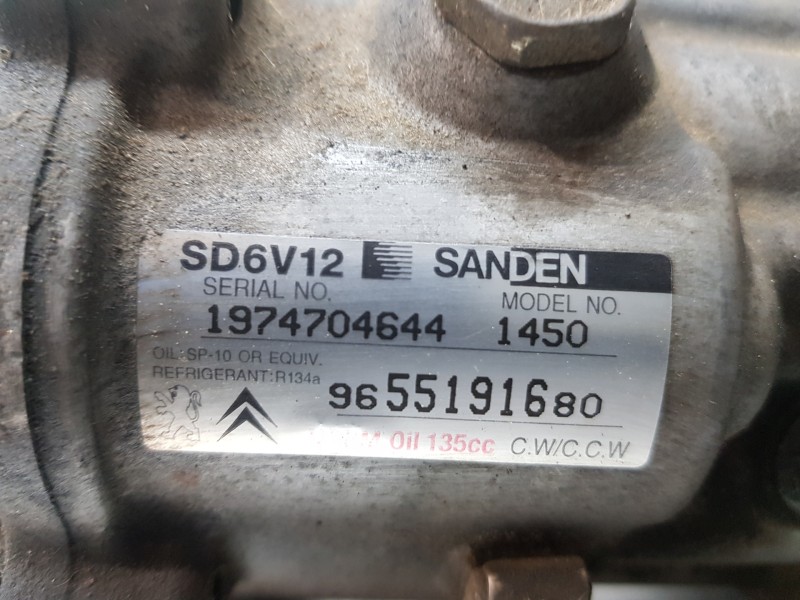 Recambio de compresor aire acondicionado para citroen c3 furio referencia OEM IAM 9655191680 1974704644 