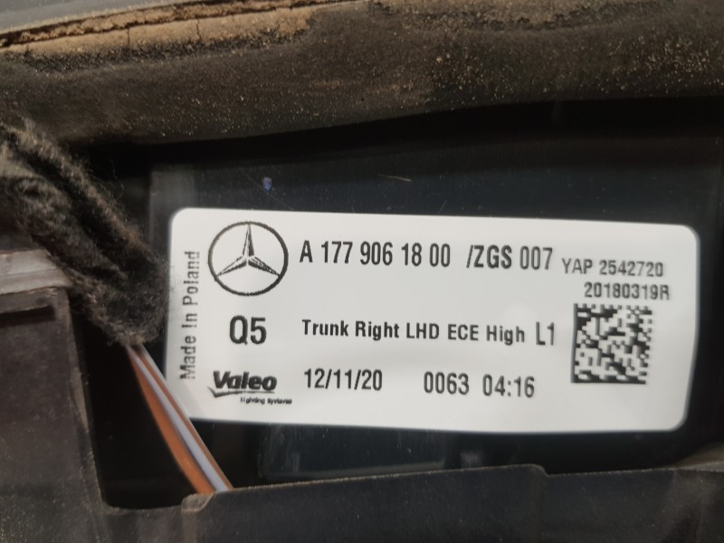 Recambio de piloto trasero derecho interior para mercedes clase a (w177) 200 d referencia OEM IAM A1779061800  