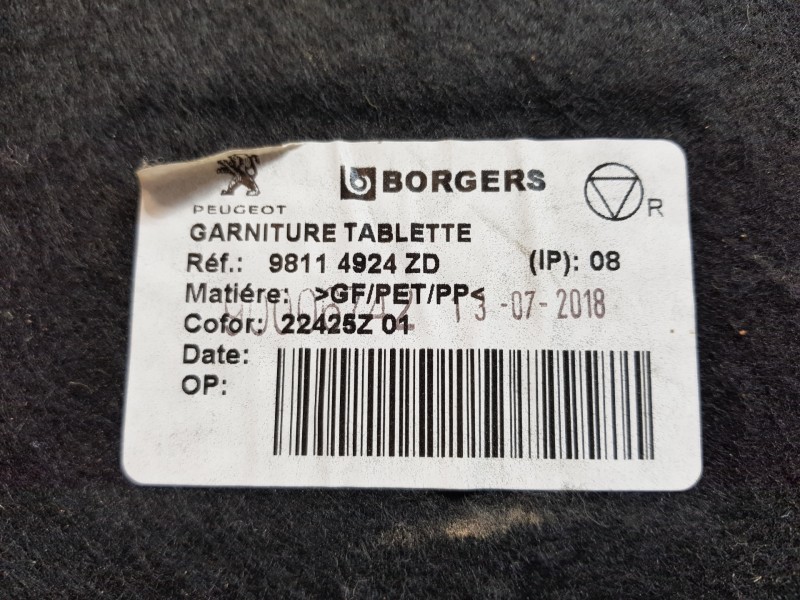 Recambio de bandeja trasera para peugeot 3008 active referencia OEM IAM 98114924ZD   Recambio de bandeja trasera para peugeot 3008 active referencia OEM IAM 98114924ZD