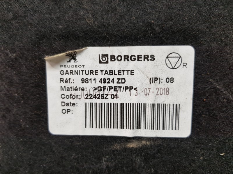 Recambio de bandeja trasera para peugeot 308 sw style referencia OEM IAM 98114924ZD   Recambio de bandeja trasera para peugeot 308 sw style referencia OEM IAM 98114924ZD