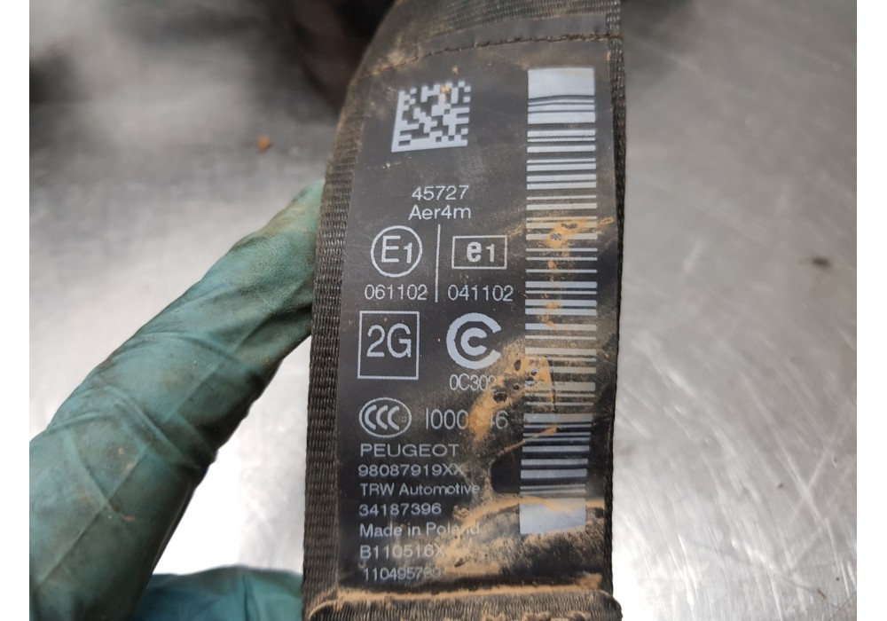 Recambio de cinturon seguridad trasero izquierdo para peugeot 308 sw style referencia OEM IAM 98087919XX   Recambio de cinturon seguridad trasero izquierdo para peugeot 308 sw style referencia OEM IAM 98087919XX