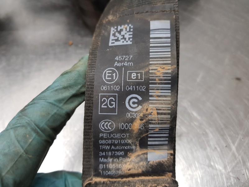 Recambio de cinturon seguridad trasero izquierdo para peugeot 308 sw style referencia OEM IAM 98087919XX   Recambio de cinturon seguridad trasero izquierdo para peugeot 308 sw style referencia OEM IAM 98087919XX