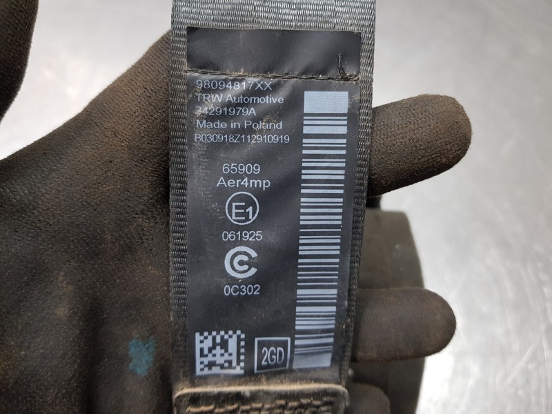 Recambio de cinturon seguridad trasero izquierdo para peugeot 3008 active referencia OEM IAM 98094817XX  