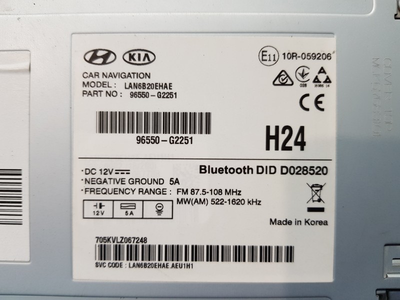 Recambio de pantalla multifuncion para hyundai ioniq klass referencia OEM IAM 96550G2251 LAN6B20EHAE 