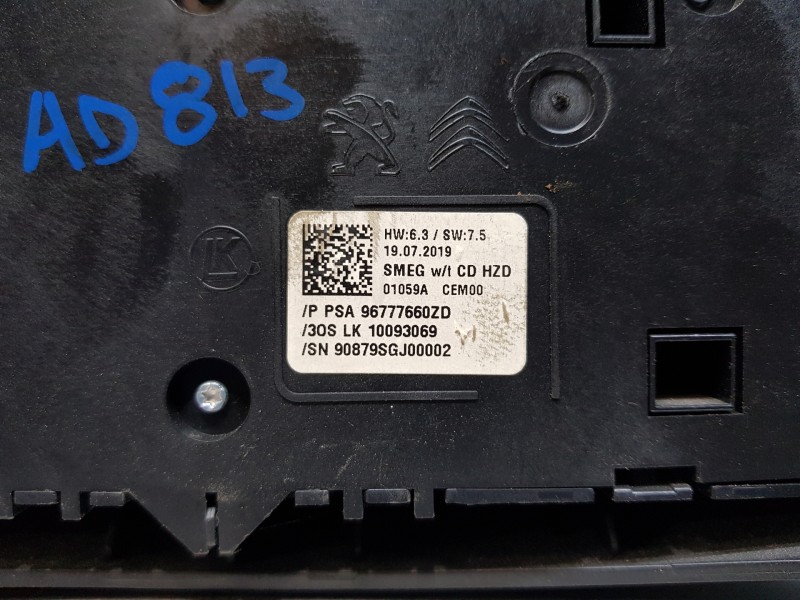 Recambio de mando calefaccion / aire acondicionado para peugeot 308 allure puretech referencia OEM IAM 96777660ZD  