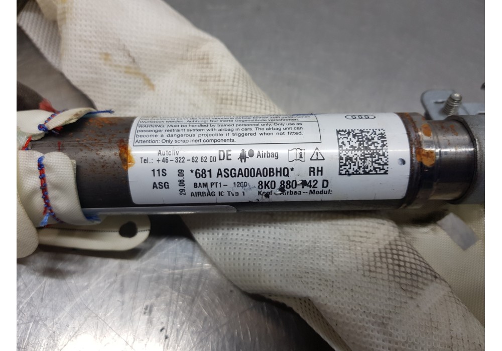 Recambio de airbag cortina delantero derecho para audi a4 avant (b8) sline referencia OEM IAM 8K0880742F  