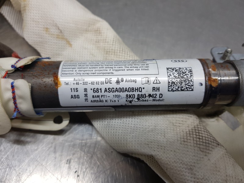 Recambio de airbag cortina delantero derecho para audi a4 avant (b8) sline referencia OEM IAM 8K0880742F  