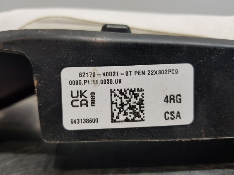 Recambio de airbag cortina delantero derecho para toyota yaris hybrid referencia OEM IAM 62170K0020  