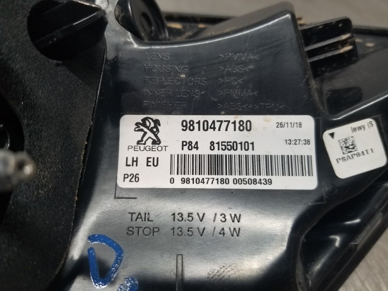 Recambio de piloto trasero izquierdo para peugeot 3008 active referencia OEM IAM 9810477180  