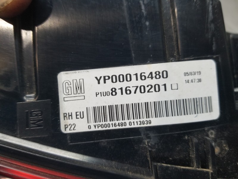 Recambio de piloto trasero derecho interior para opel grandland x selective referencia OEM IAM YP00016480  