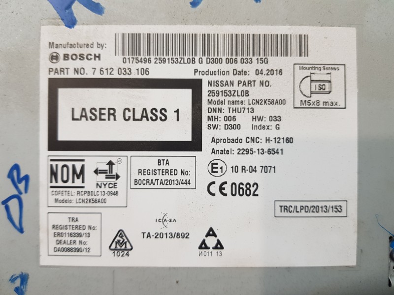 Recambio de pantalla multifuncion para nissan pulsar (c13) fastback referencia OEM IAM 259153ZL0B  