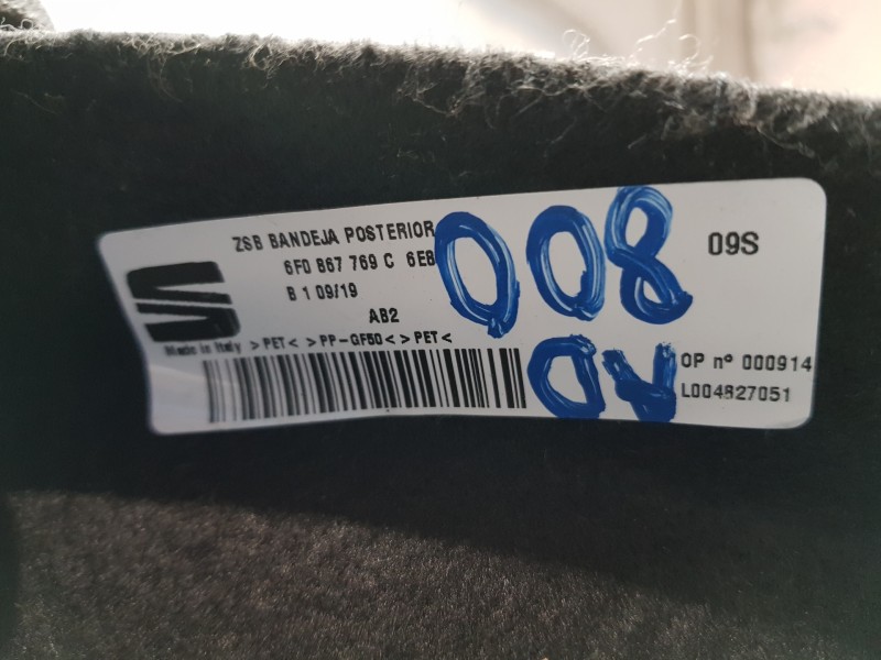 Recambio de bandeja trasera para seat ibiza (kj1) style referencia OEM IAM 6F0867769C6E8 6F0867769C 