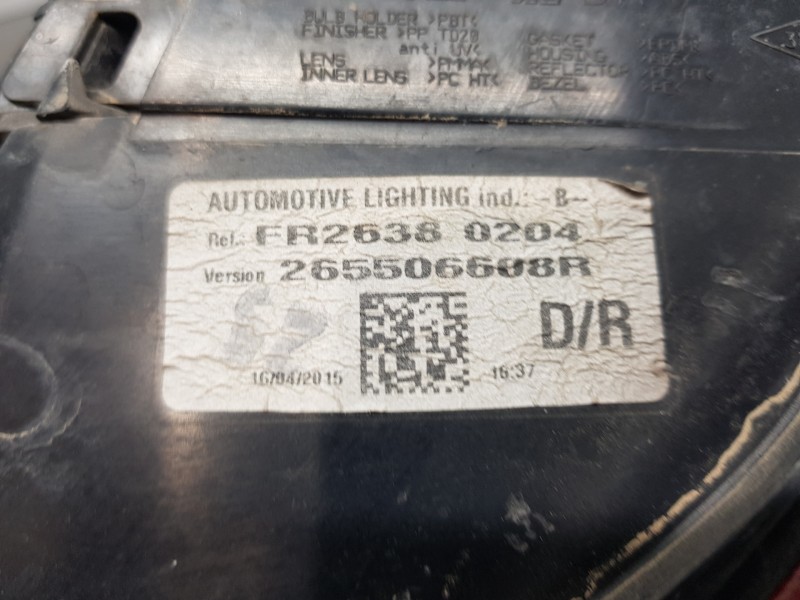 Recambio de piloto trasero derecho para renault clio iv life referencia OEM IAM 265506608R  