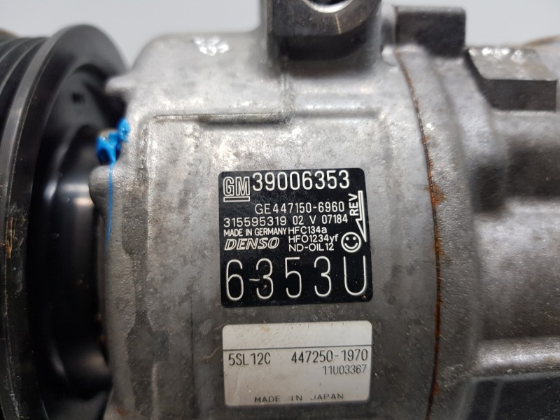 Recambio de compresor aire acondicionado para opel corsa e design referencia OEM IAM 39006353 31559319 