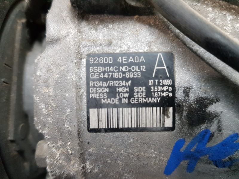 Recambio de compresor aire acondicionado para nissan qashqai (j11) acenta referencia OEM IAM 926004EA0A  