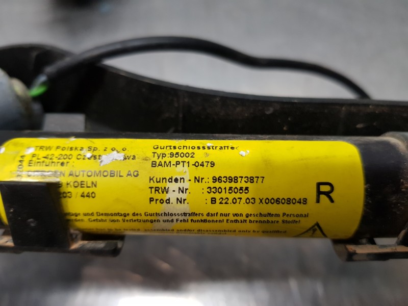 Recambio de pretensor airbag derecho para citroën c3 pluriel exclusive referencia OEM IAM   