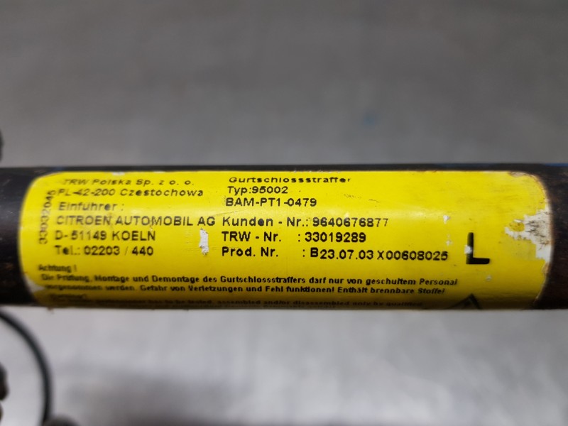 Recambio de pretensor airbag izquierdo para citroën c3 pluriel exclusive referencia OEM IAM   