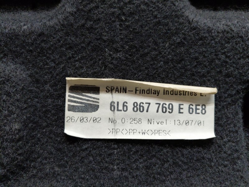 Recambio de bandeja trasera para seat ibiza (6l1) sigma referencia OEM IAM 6L6867769H6E8  