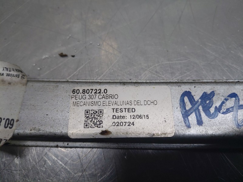 Recambio de elevalunas delantero derecho para peugeot 307 cc (s2) sport referencia OEM IAM 9222V9  