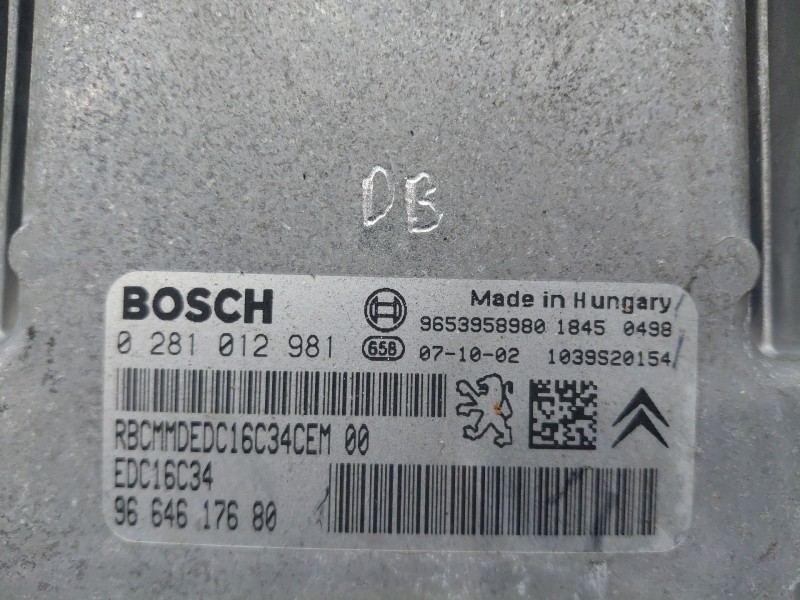 Recambio de centralita motor uce para citroën c4 grand picasso sx referencia OEM IAM 0281012981 9664617680 