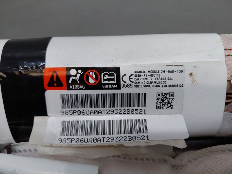 Recambio de airbag cortina delantero derecho para nissan qashqai (j12) acenta referencia OEM IAM 985P06UA0A  