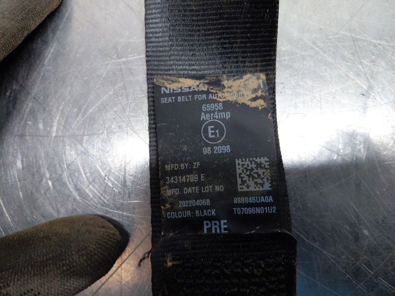 Recambio de cinturon seguridad trasero derecho para nissan qashqai (j12) acenta referencia OEM IAM 888846UA0A  
