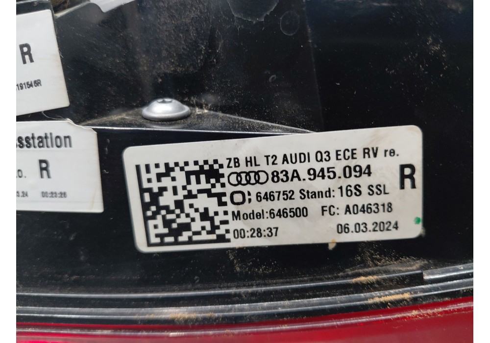 Recambio de piloto trasero derecho interior para audi q3 sportback (f3n) s line referencia OEM IAM   