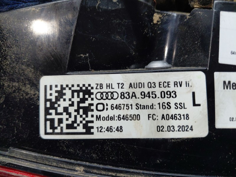 Recambio de piloto trasero izquierdo interior para audi q3 sportback (f3n) s line referencia OEM IAM   