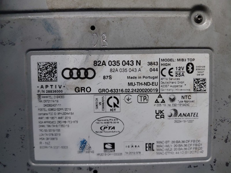 Recambio de sistema audio / radio cd para audi q3 sportback (f3n) s line referencia OEM IAM   