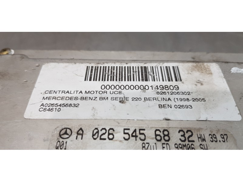Recambio de centralita motor uce para mercedes clase s (w220) berlina 430 (220.070) referencia OEM IAM A0265456832  