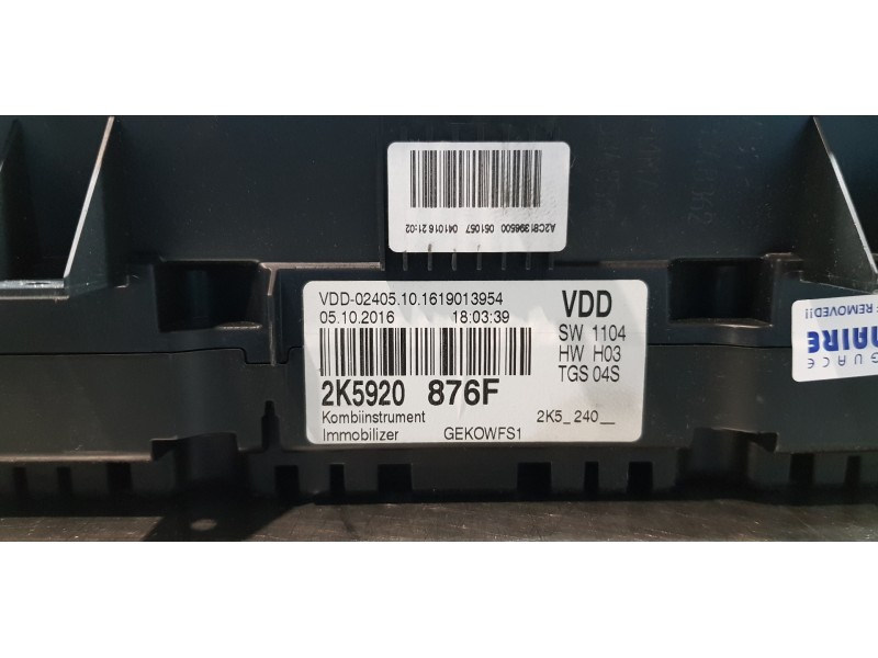 Recambio de cuadro instrumentos para volkswagen caddy ocio trendline bluemotion referencia OEM IAM 2K5920876F  