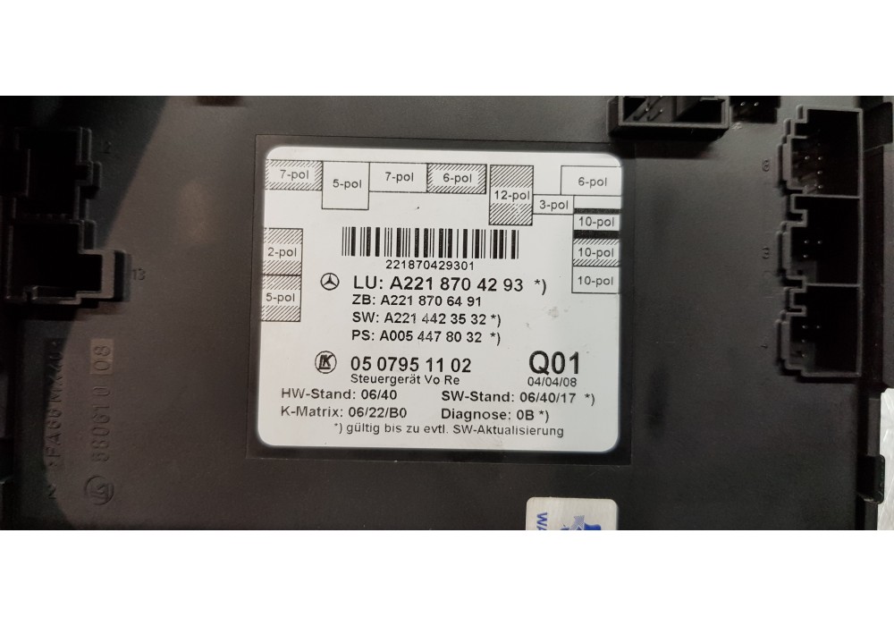 Recambio de modulo electronico para mercedes clase s (w221) berlina 320 / 350 cdi (221.022) referencia OEM IAM A2218704293  
